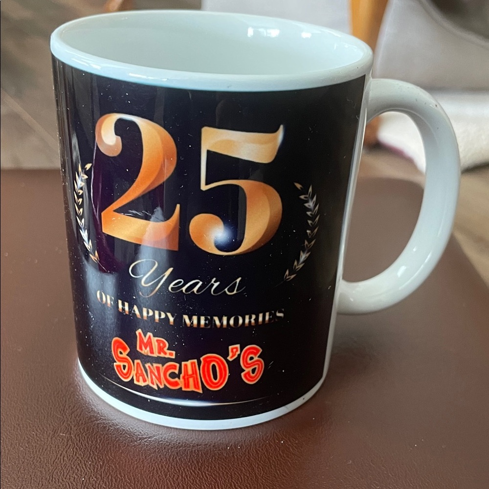 Mr. Sancho’s 25 years Black and White Anniversary Mug